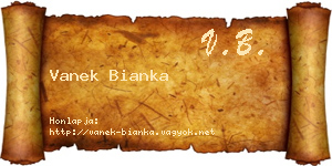 Vanek Bianka névjegykártya
